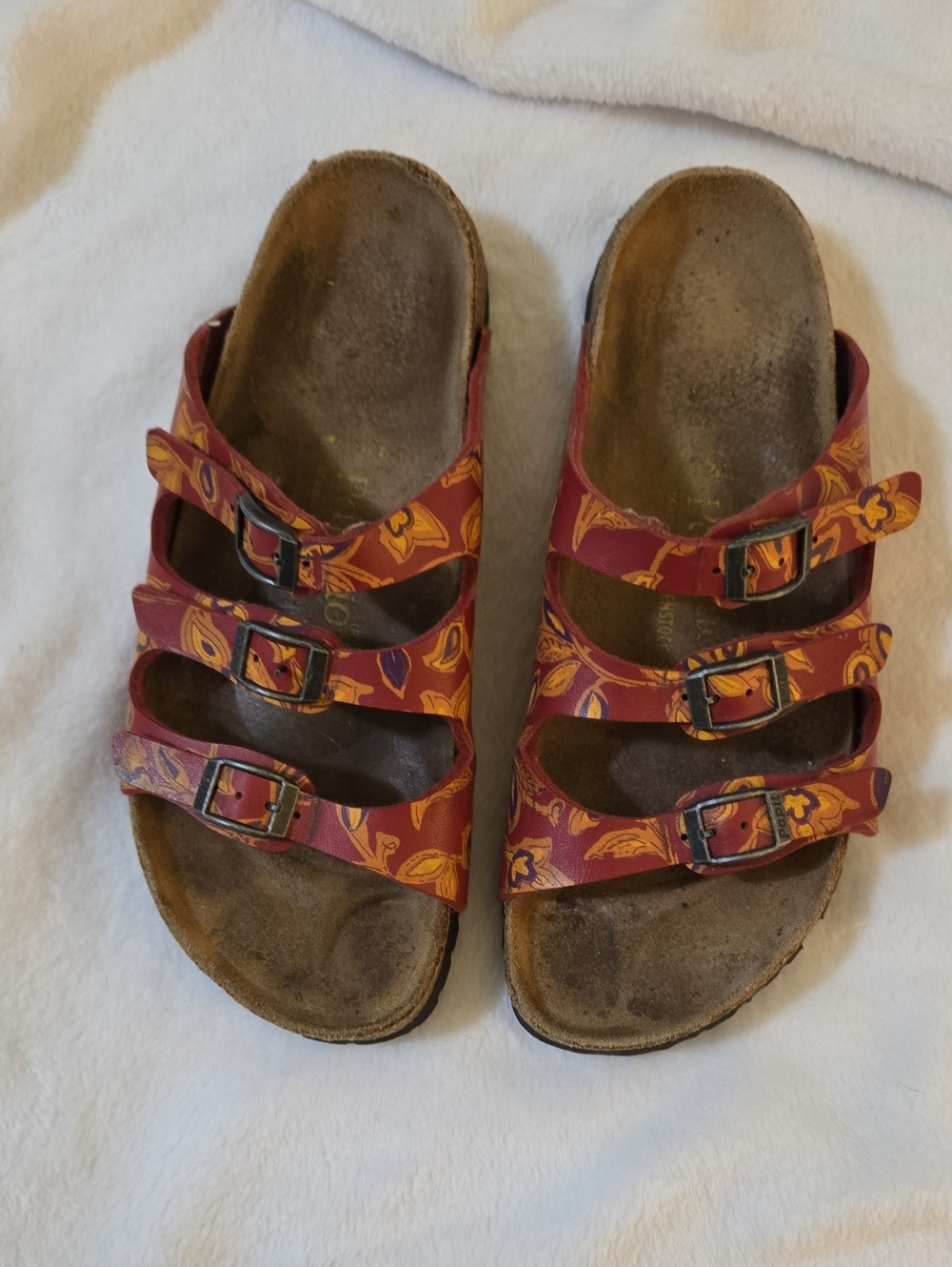 Papillio Red Floral Triple-Strap Sandals